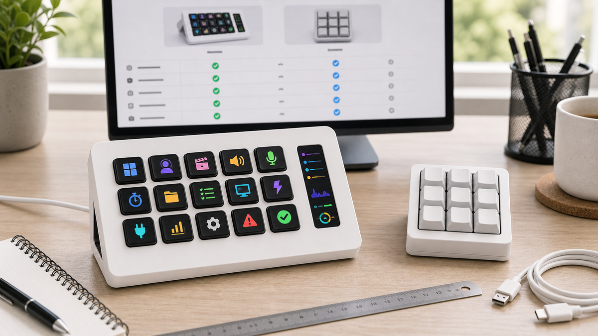 MiraBox 293S vs Macro Keyboard: Which Control Device Should You Buy? with MiraBox 293S stream dock in a creator desk setup