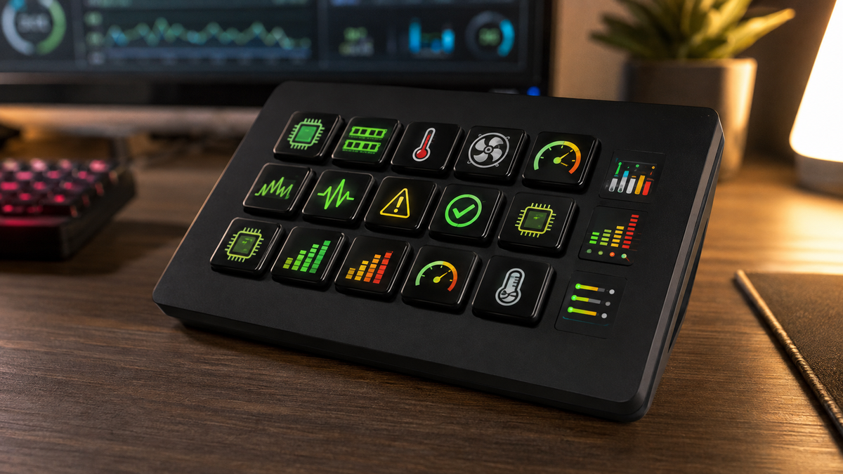 MiraBox Stream Dock system monitoring desk setup