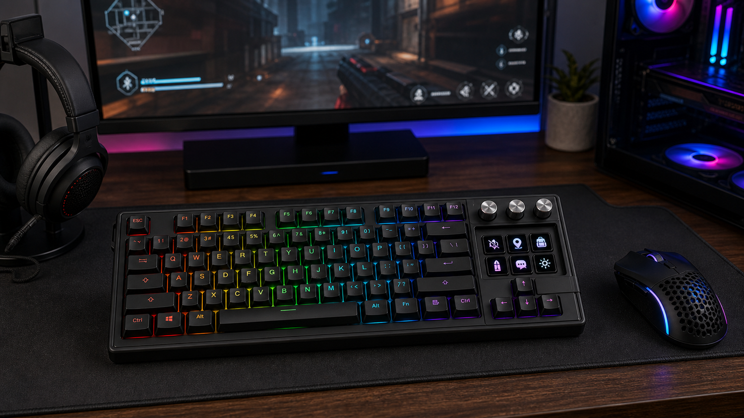 Mechanical Gaming Keyboard With Screen: A Better Control Layer? with K1 Pro keyboard with screen in a modern desk setup
