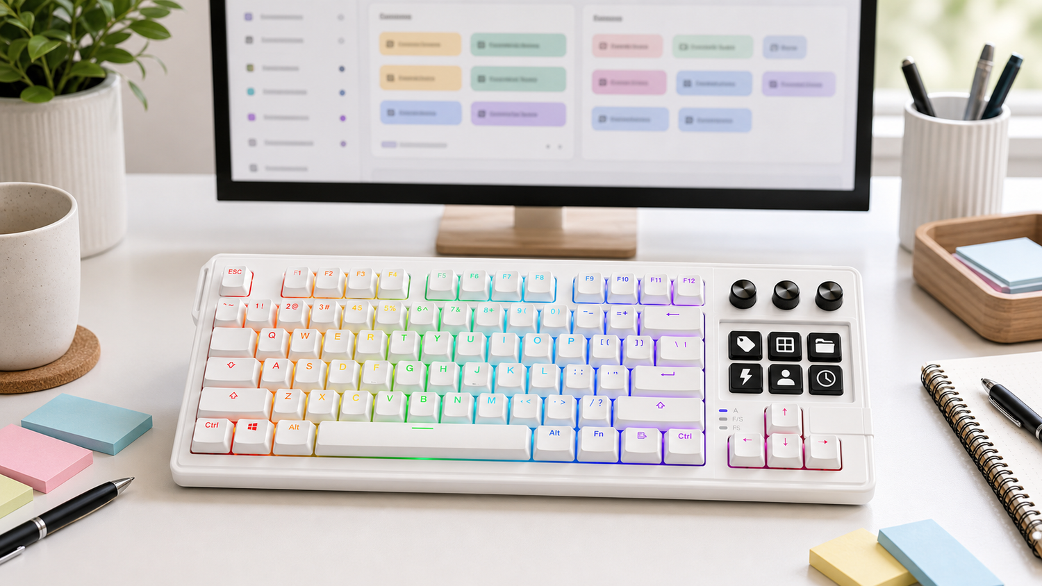 Keyboard With Visual Keys: Why Labels Matter for Macros with K1 Pro keyboard with screen in a modern desk setup