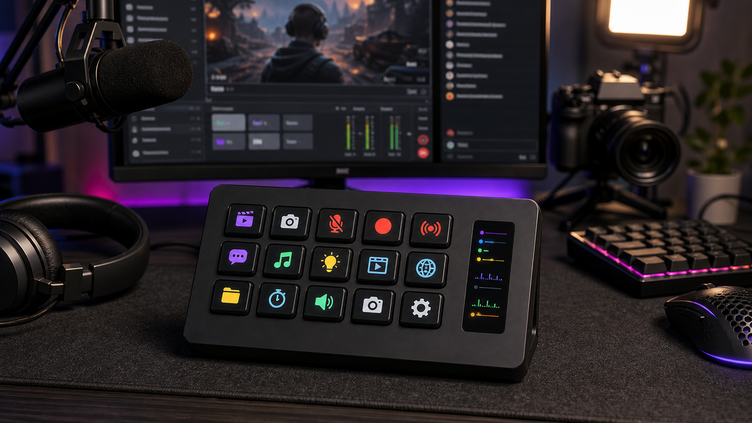 MiraBox 293S Setup Ideas for Streamers and Creators with MiraBox 293S stream dock in a creator desk setup