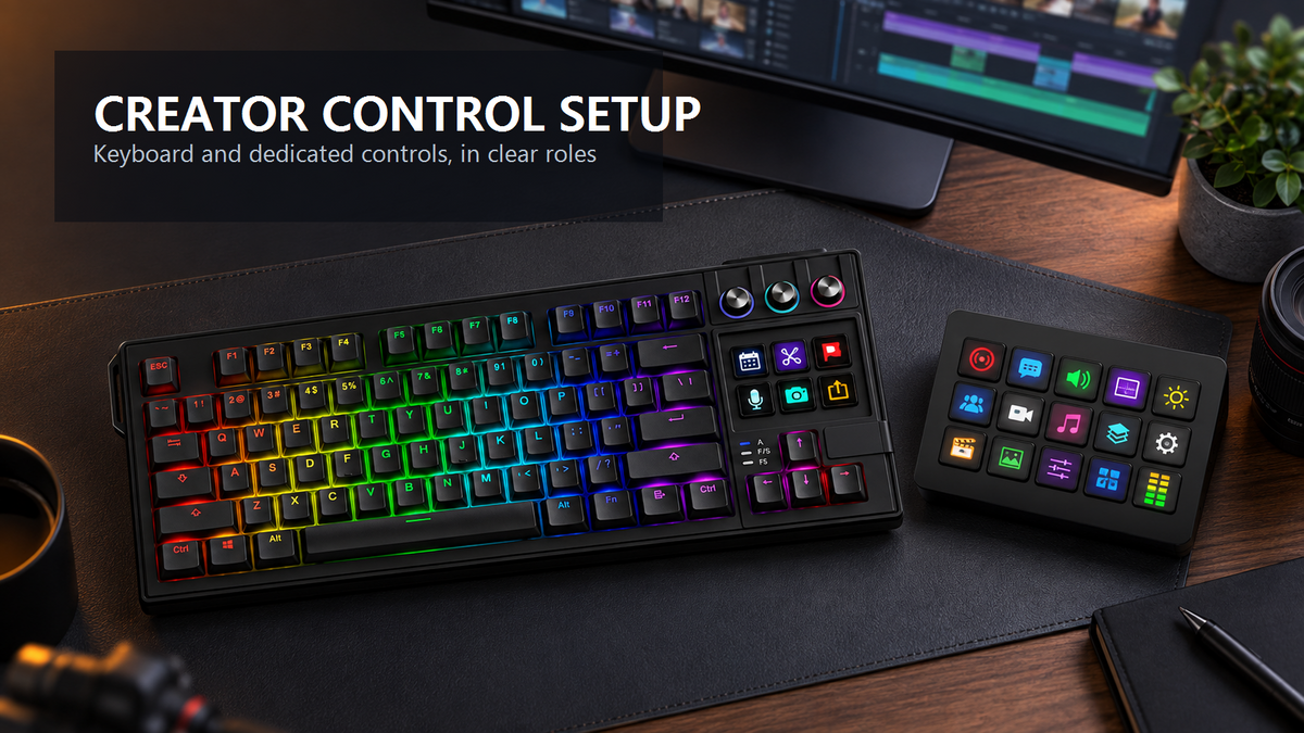MiraBox keyboard and Stream Dock in a creator workflow
