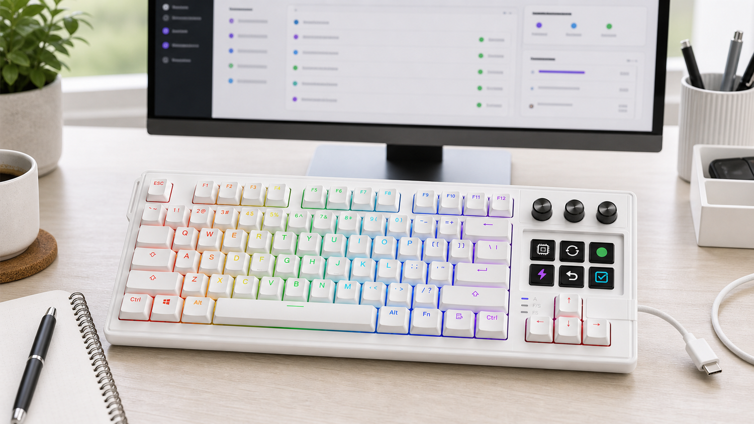 Keyboard With Onboard Macros: Why Screen Feedback Changes the Experience with K1 Pro keyboard with screen in a modern desk setup