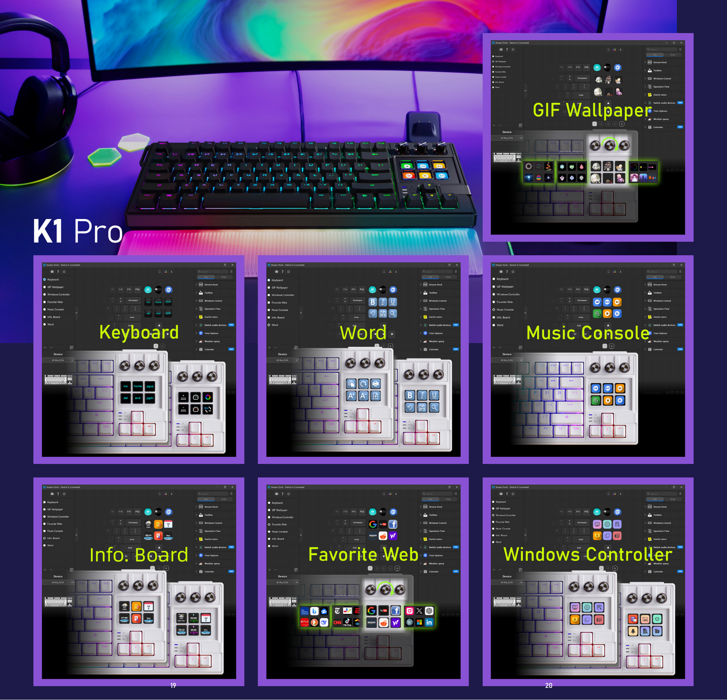 Mirabox K1 Pro 87-Key RGB Mechanical AI Keyboard – Programmable Stream Deck | Gaming & Productivity