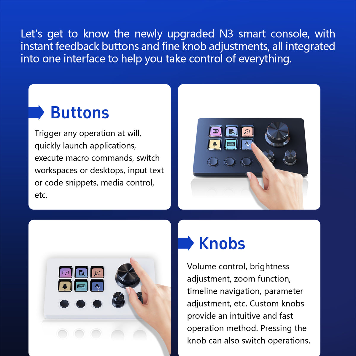 MiraBox N3 Smart Console for Streamers & Creators, 6 LCD Buttons, 3 ...