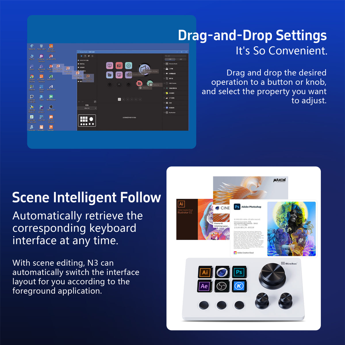 MiraBox N3 Smart Console for Streamers & Creators, 6 LCD Buttons, 3 ...